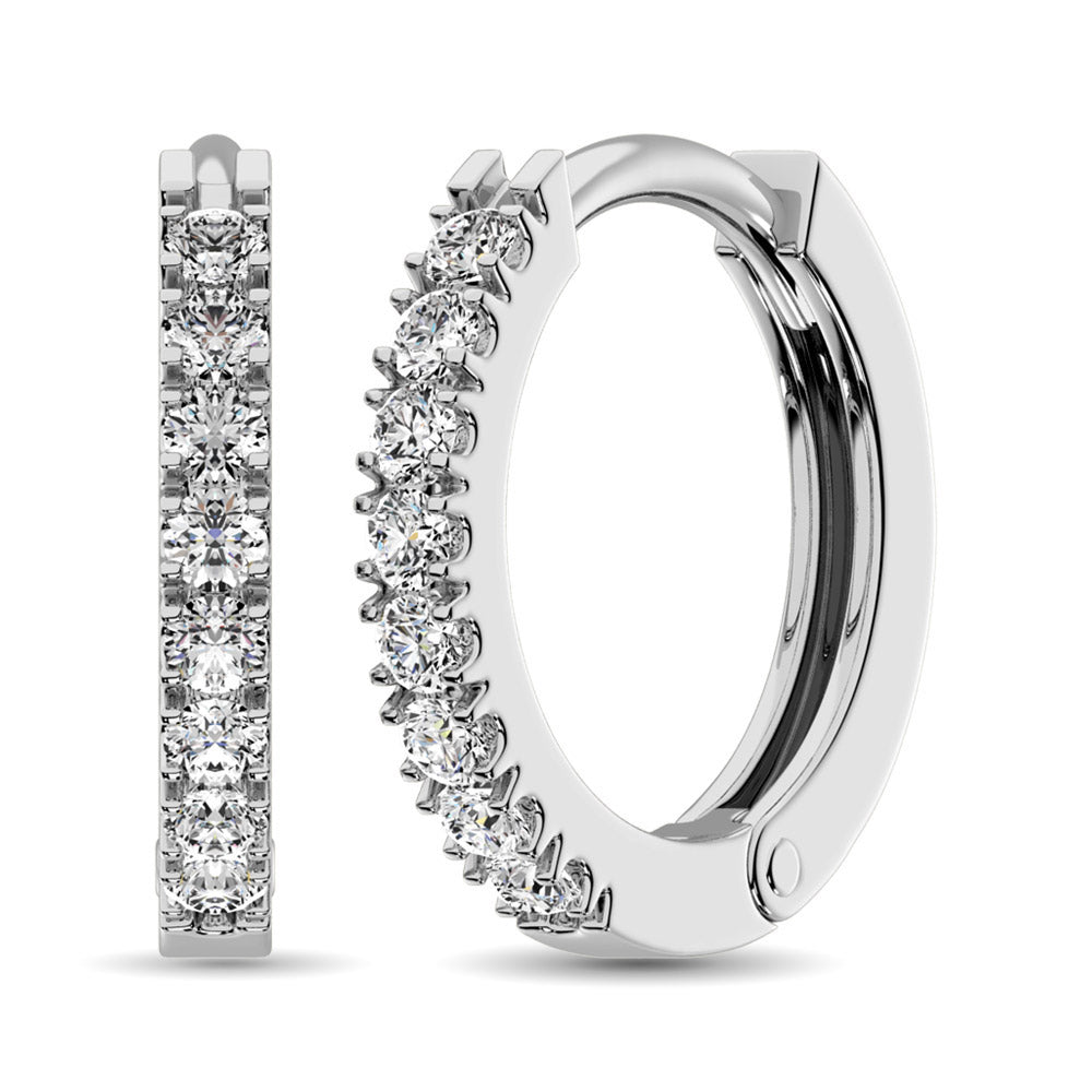 10K White Gold 1/2 Ct.Wt. Diamond Hoop Earrings