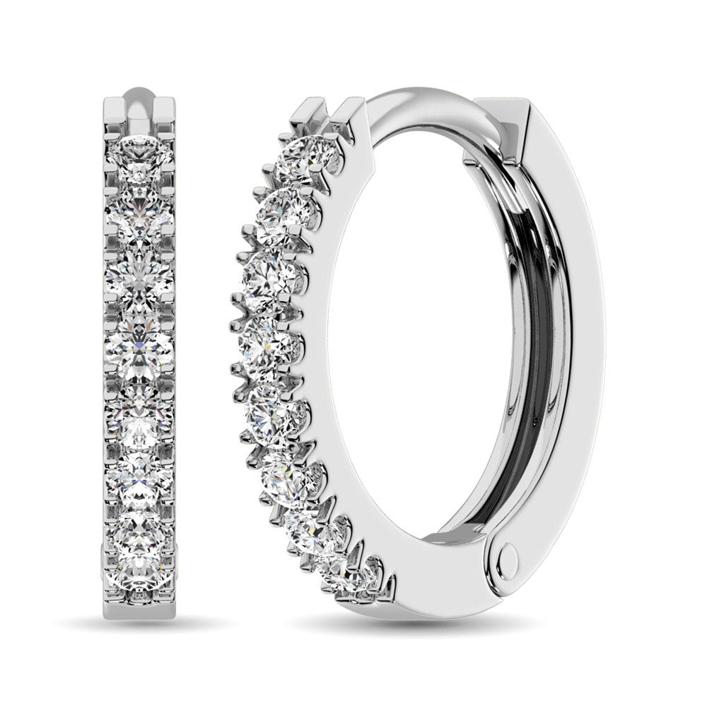 10K White Gold 1/3 Ct.Wt. Diamond Hoop Earrings