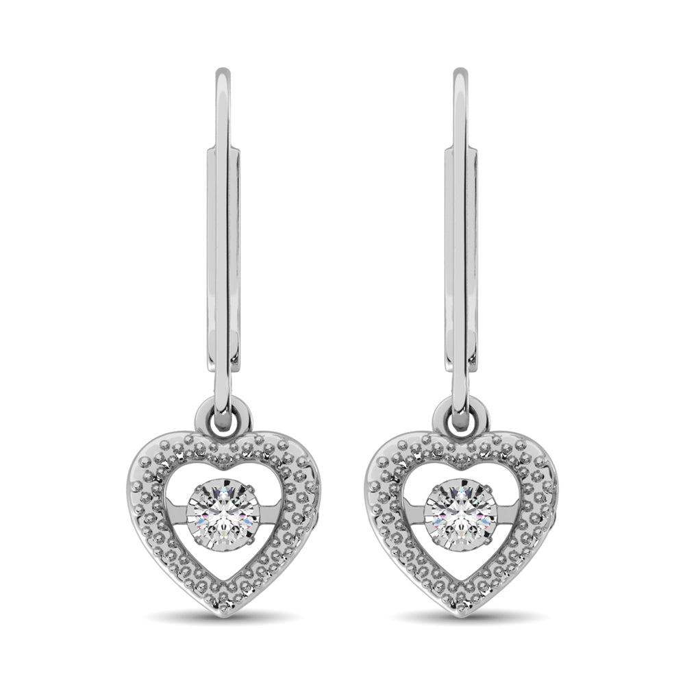 Sterling Silver 1/20 Ct.Tw. Moving Diamond Danglers Earrings - thediamondsq