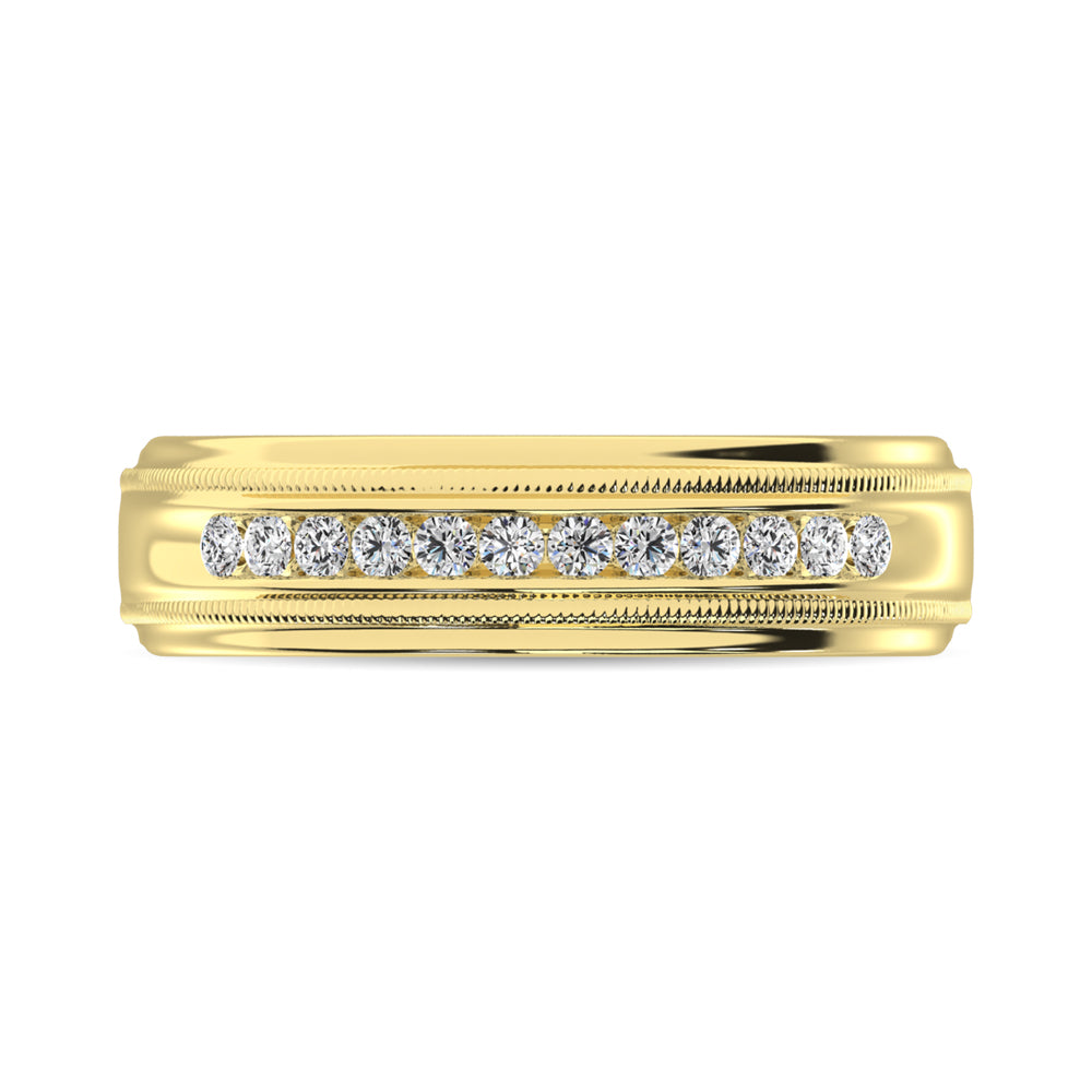 14K Yellow Gold 1/4 Ct.Tw. Diamond Mens Machine Band