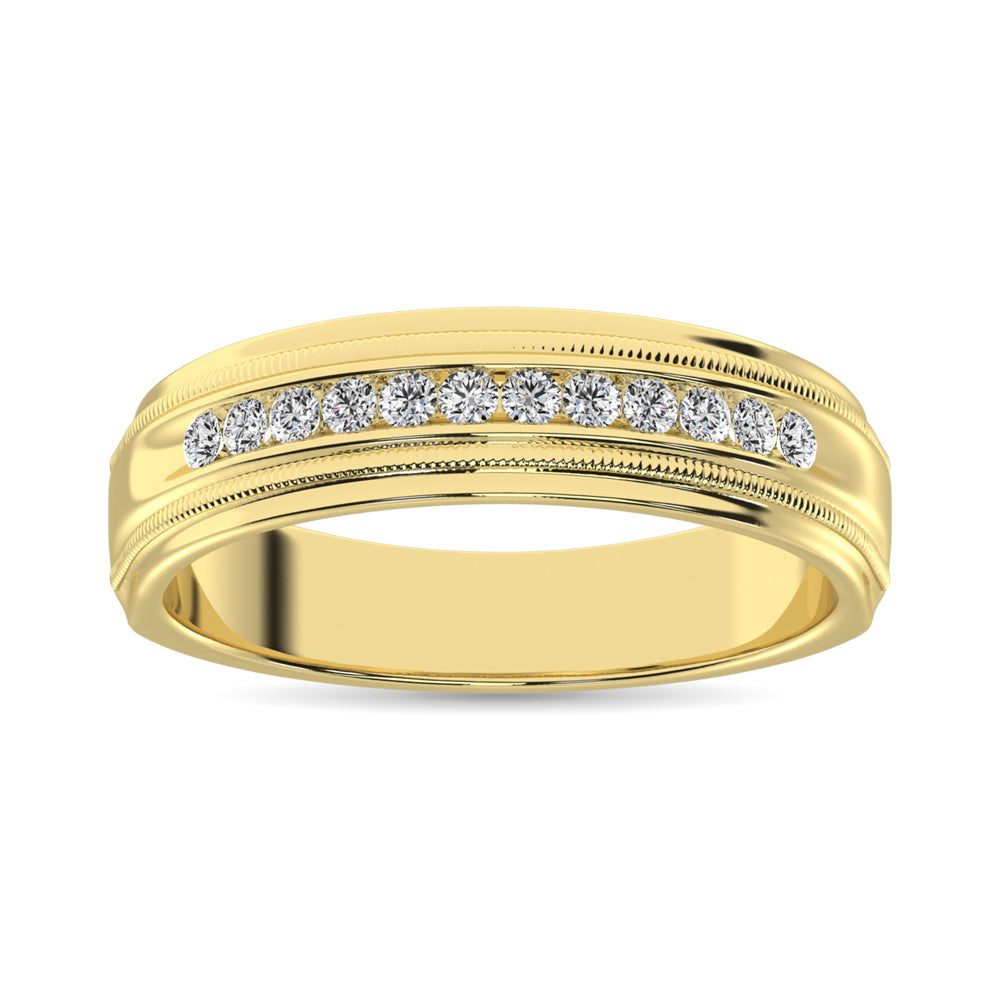 14K Yellow Gold 1 Ct.Tw. Diamond Mens Machine Band