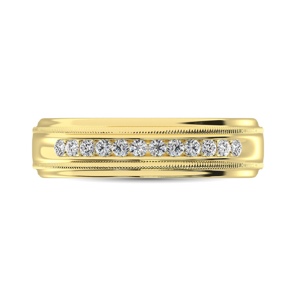 14K Yellow Gold 1/2 Ct.Tw. Diamond Mens Machine Band