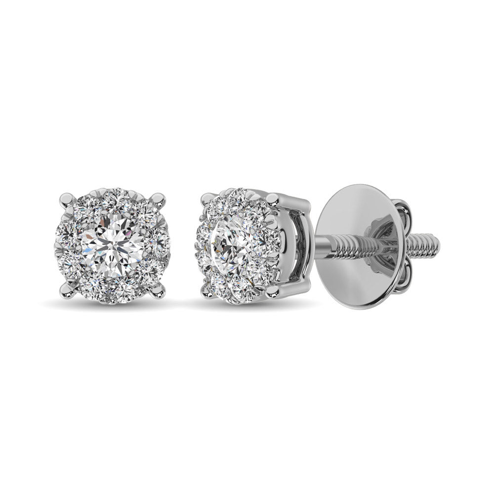 14K White Gold 5/8 Ct.Tw. Diamond Fashion Earrings - thediamondsq