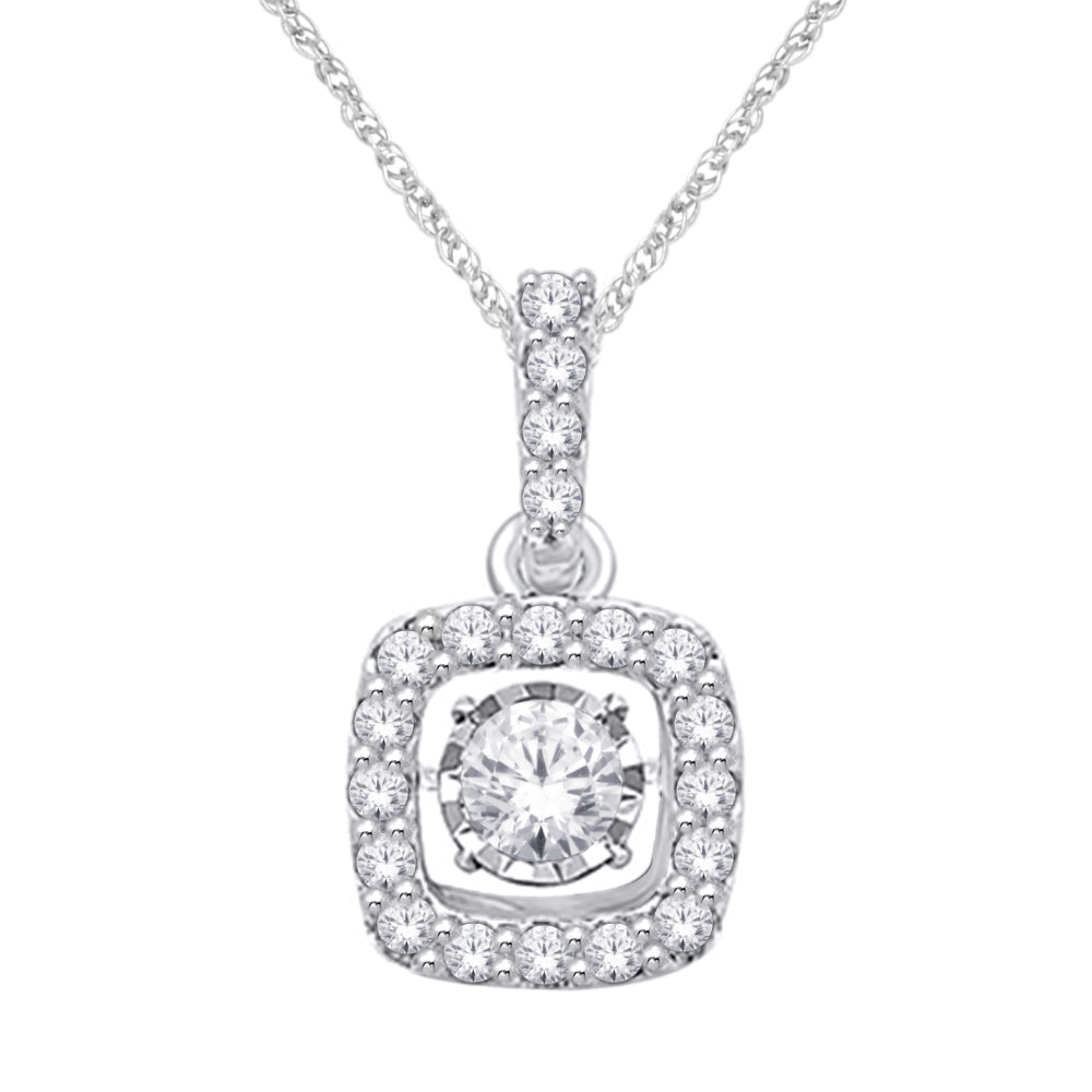 14K White Gold White Gold 1/3Ct Moving Diamond Fashion Pendant