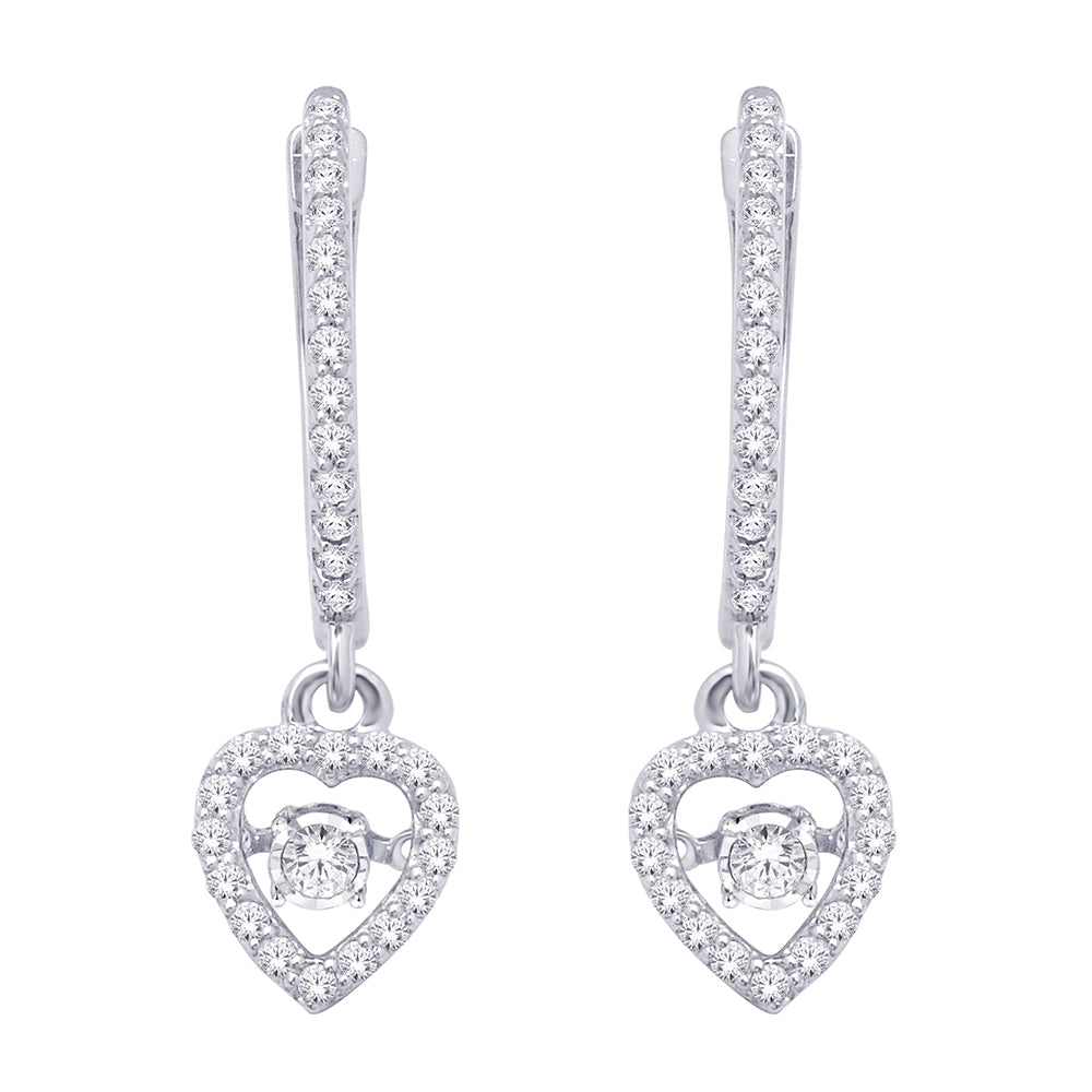 10K White Gold 2/5 Ct.Tw.Moving Diamond Fashion Earrings - thediamondsq