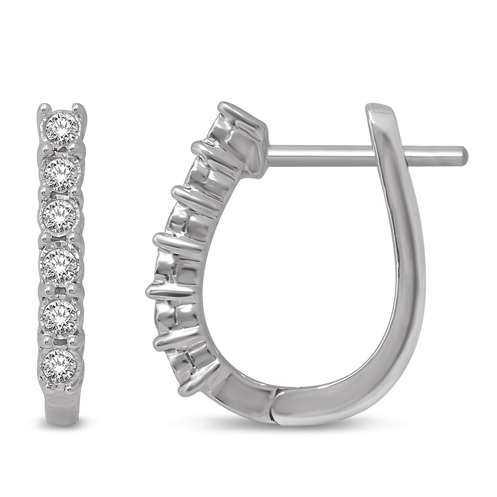 14K White Gold 1/3 Ct.Tw.Diamond Hoop Earrings