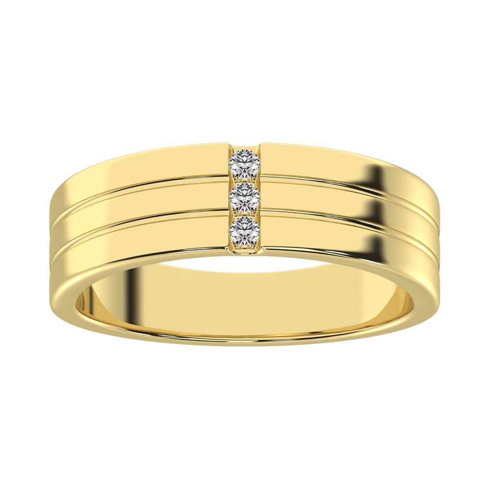 Diamond 1/10 Ct.Tw. Mens Machine Band in 10K Yellow Gold