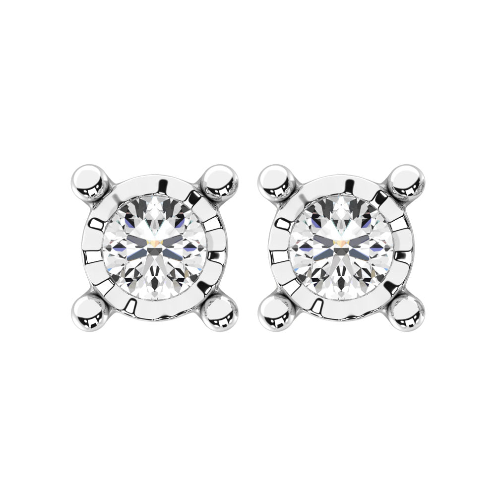 Diamond 1/10 Ct.Tw. Solitaire Stud Earrings in 14K White Gold