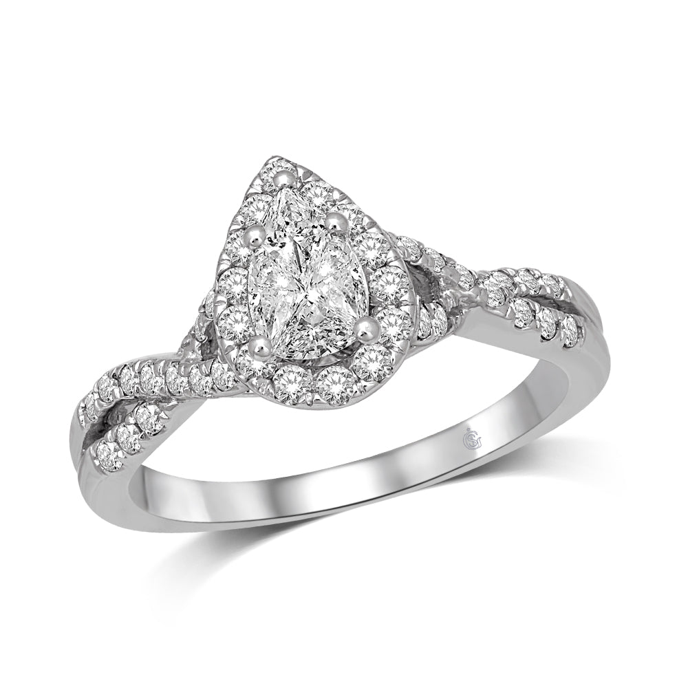 Lovecuts 14K White Gold 5/8 Ct.Tw.Diamond Engagement Ring