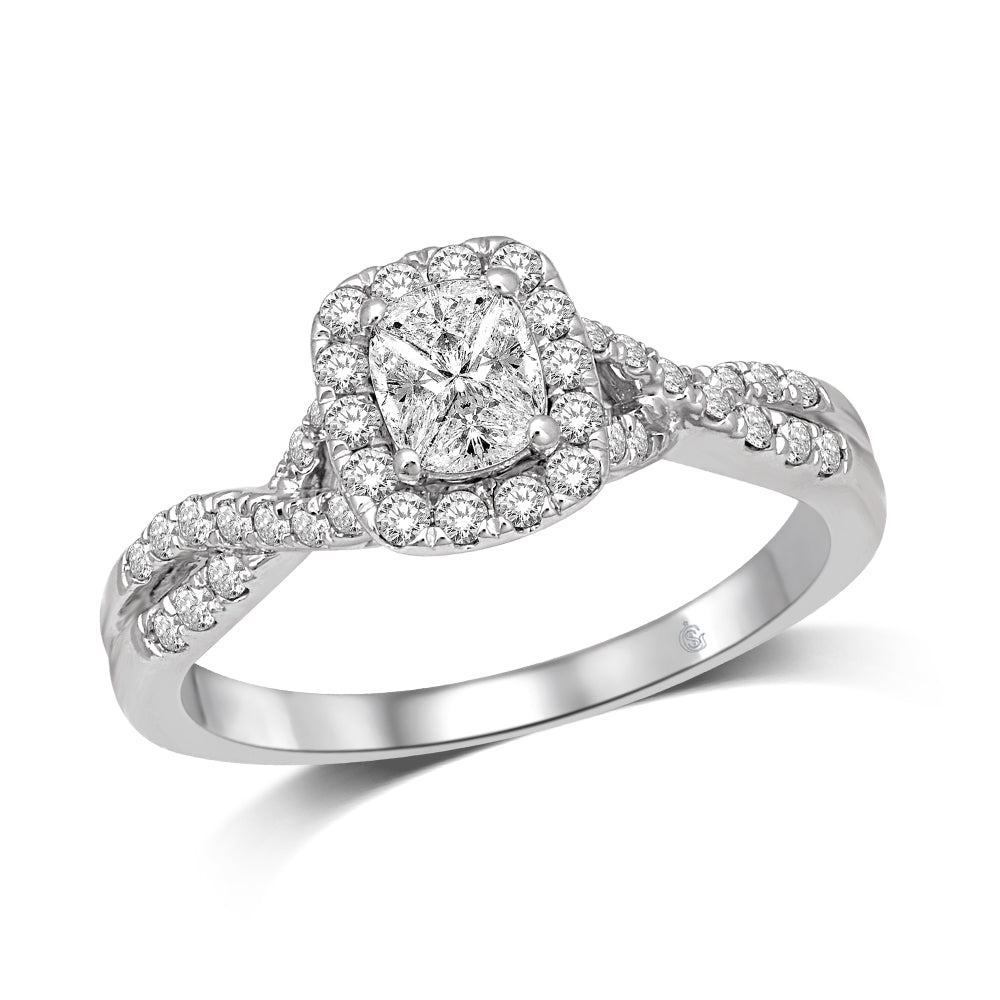 Lovecuts 14K White Gold 5/8 Ct.Tw.Diamond Engagement Ring