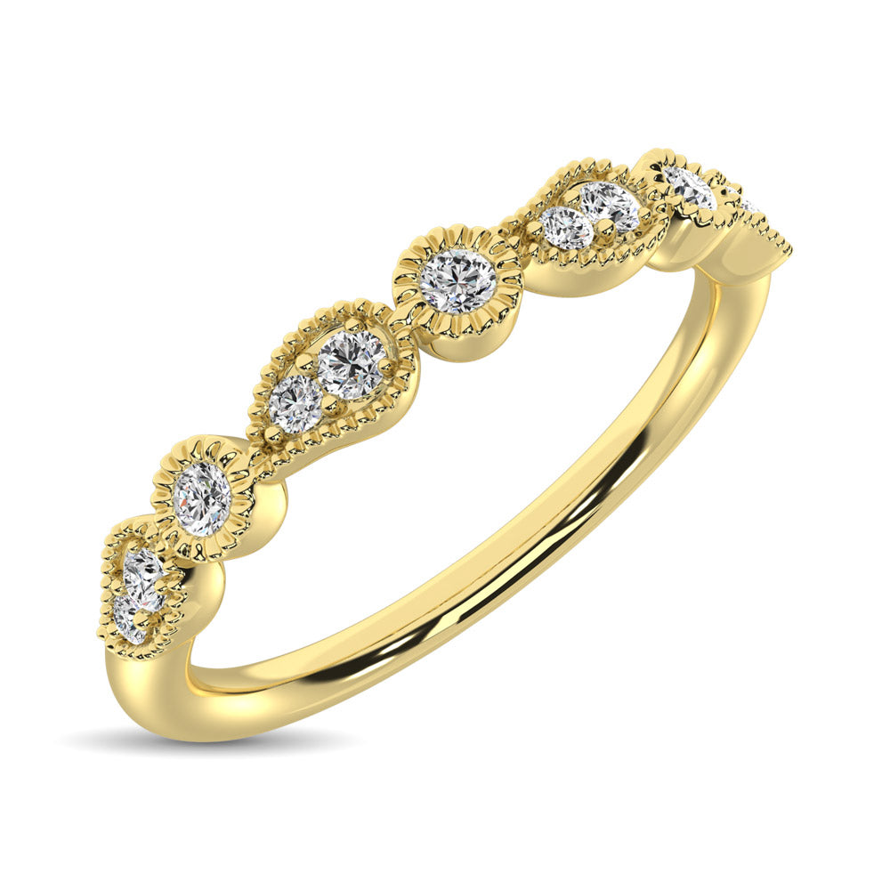 14K Yellow Gold 1/10 Ctw Diamond Stackable Band