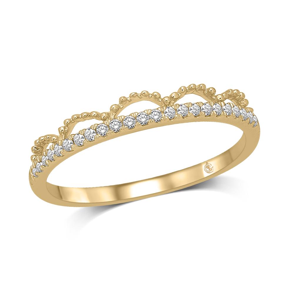 14K Yellow Gold 1/10 Ct.Tw.Diamond Stackable Band