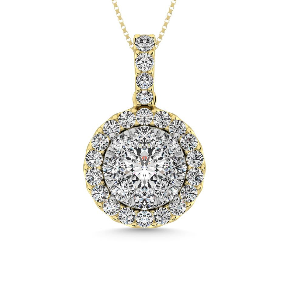 14K Yellow Gold 1 1/2 Ctw Diamond Fashion Pendant