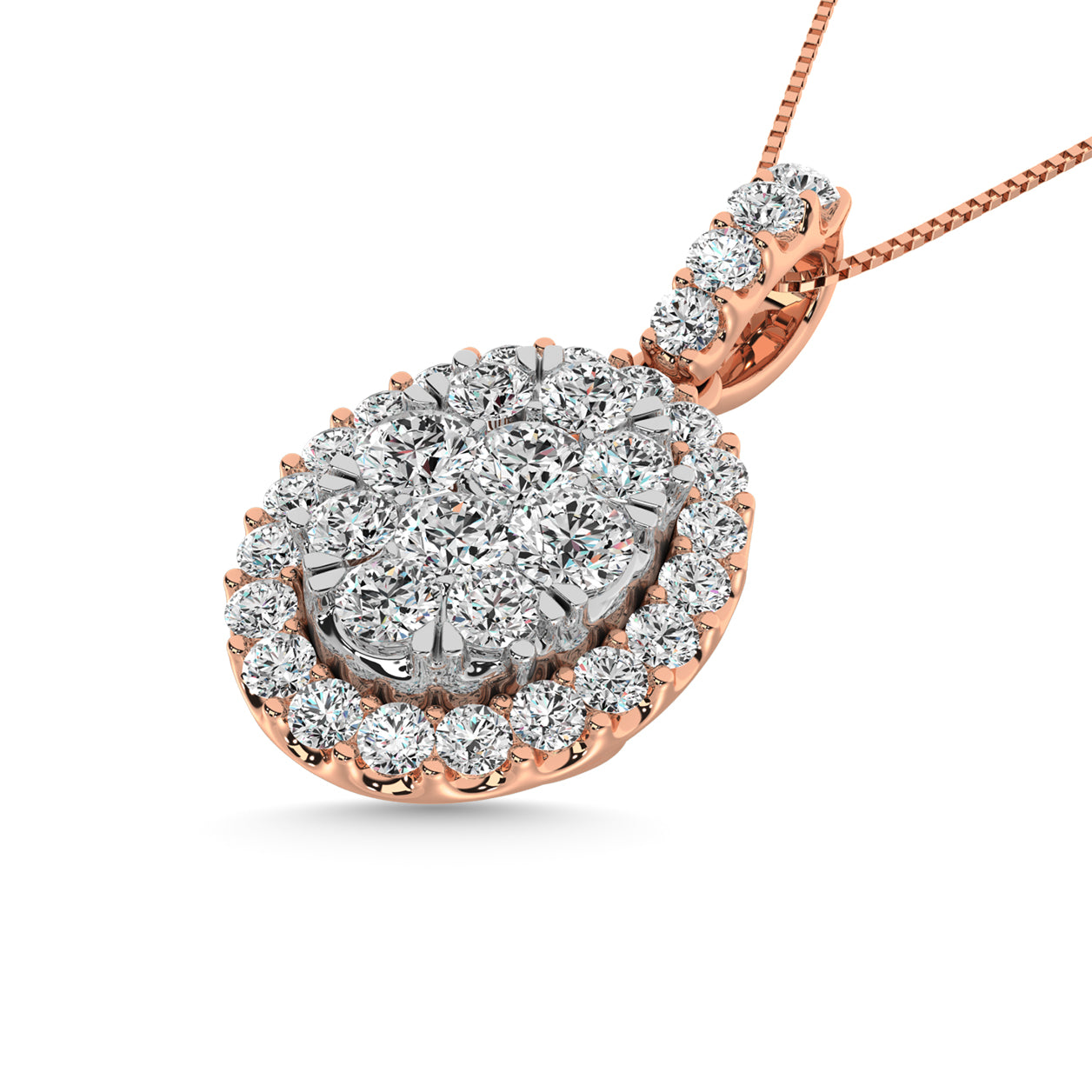 Diamond 5/8 Ct.Tw. Cluster Pendant in 14K Rose Gold