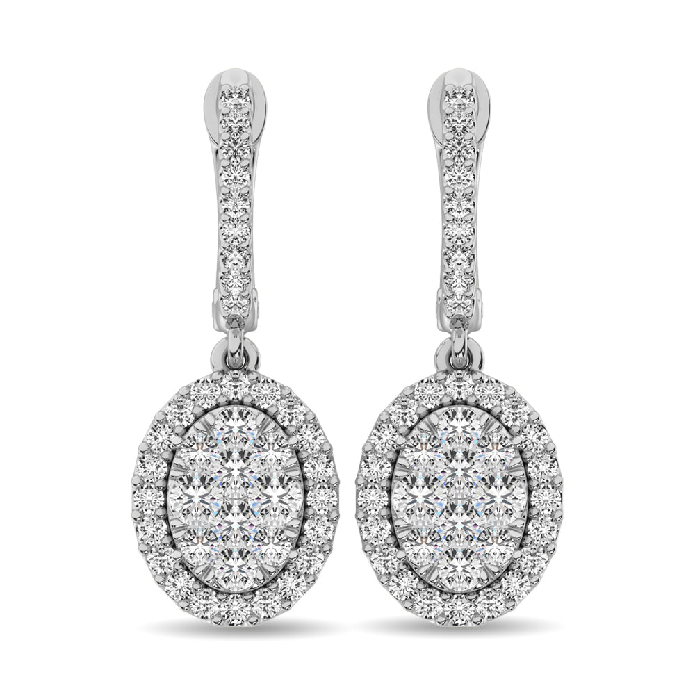 14K White Gold 1 Ctw Diamond Drop Earrings