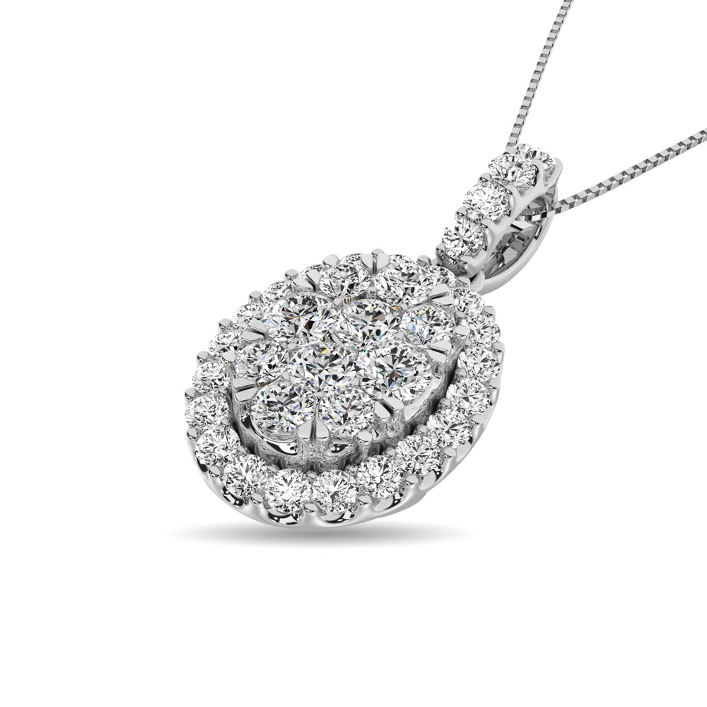 14K White Gold 1 1/4 Ctw Diamond Fashion Pendant