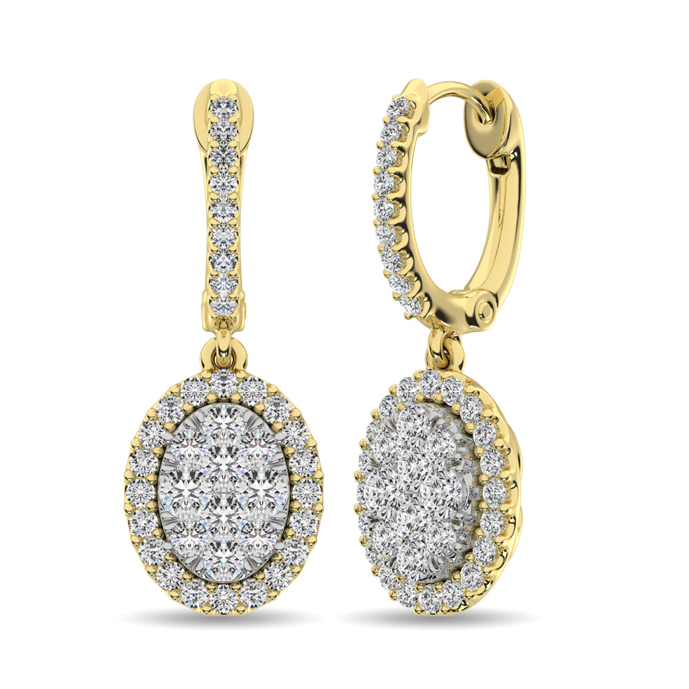 14K Yellow Gold 3/4 Ctw Diamond Drop Earrings