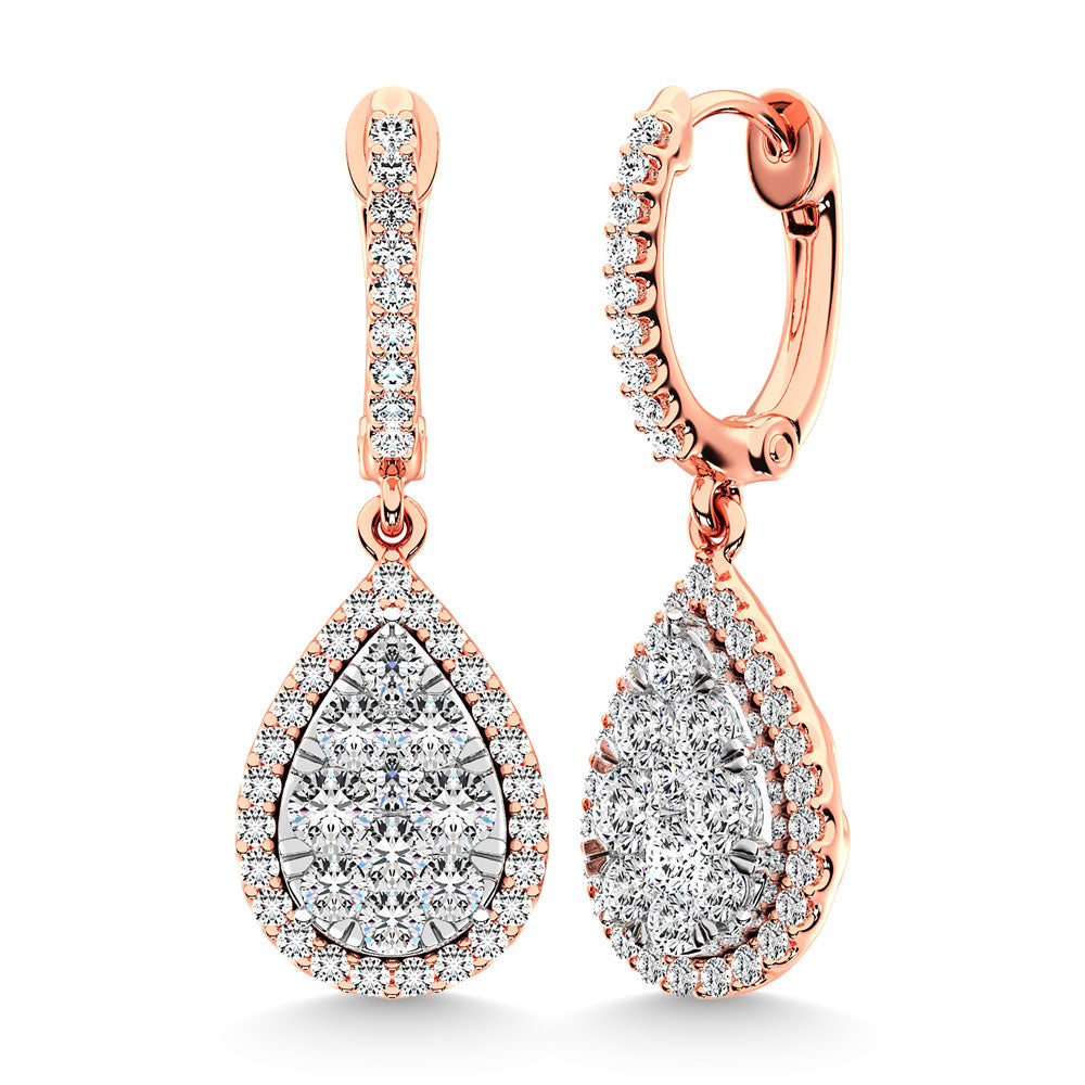 Diamond 3/4 Ct.Tw. Cluster Earrings in 14K Rose Gold