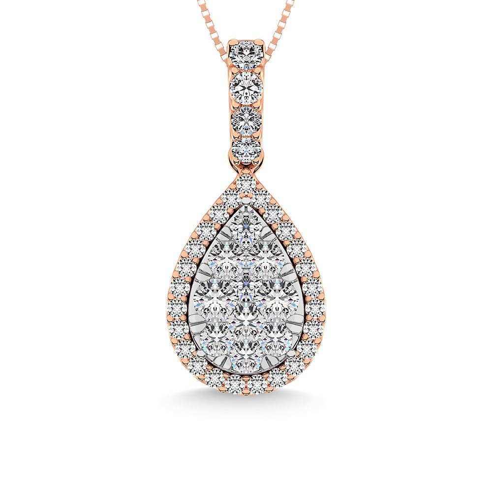 Diamond 5/8 Ct.Tw. Cluster Pendant in 14K Rose Gold