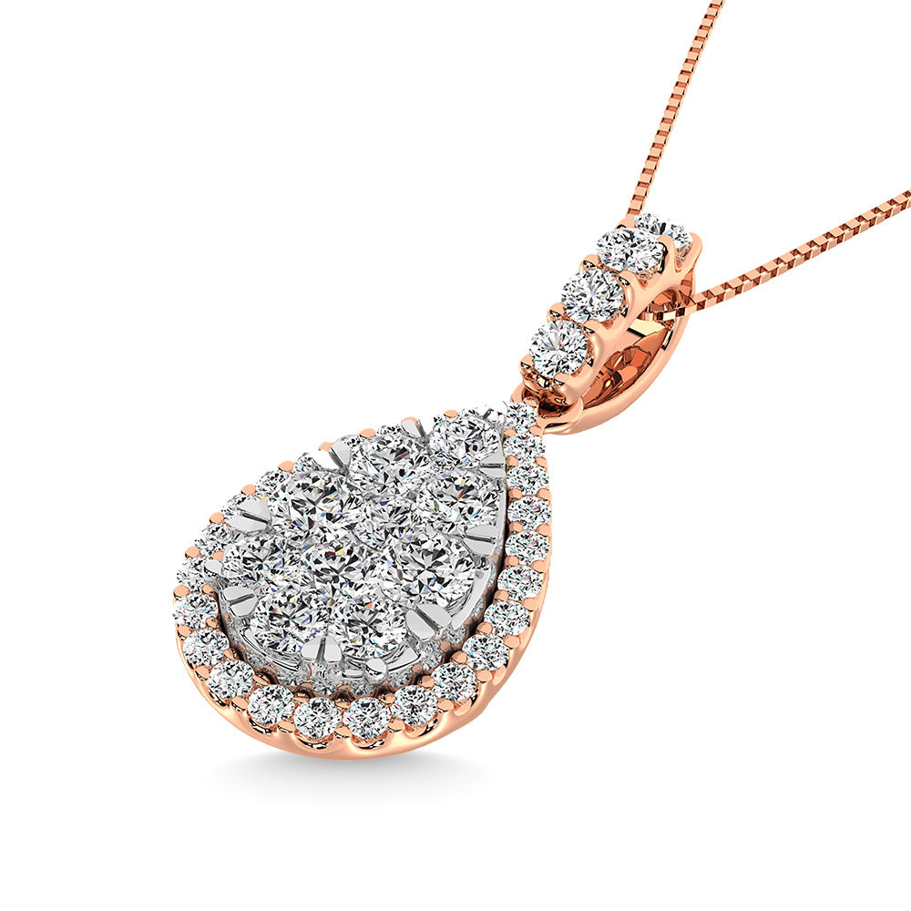 Diamond 5/8 Ct.Tw. Cluster Pendant in 14K Rose Gold