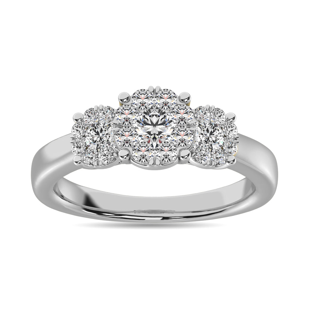 Diamond 7/8 Ct.Tw. Flower Engagement Ring in 14K White Gold