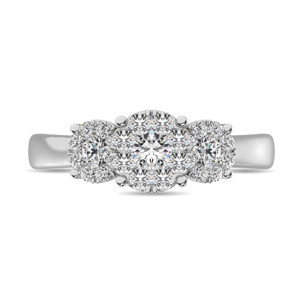 Diamond 7/8 Ct.Tw. Flower Engagement Ring in 14K White Gold