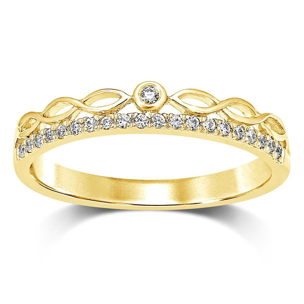 10k Yellow Gold 1/10 Ct.Tw.Diamond Stackable Band