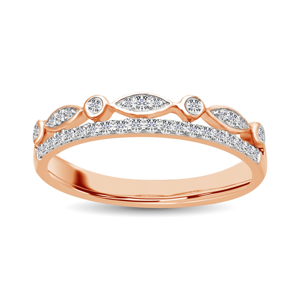 10k Rose Gold 1/6 Ct.Tw.Diamond Stackable Band - thediamondsq