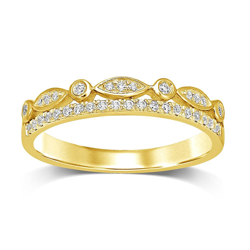 10k Yellow Gold 1/6 Ct.Tw.Diamond Stackable Band - thediamondsq