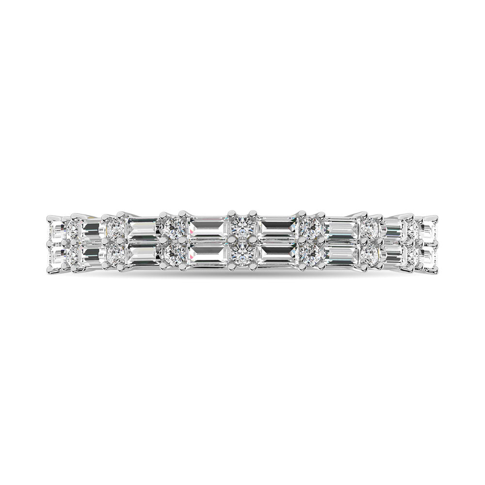 Diamond 1/3 Ct.Tw. Round and Baguette Cut Fashion Band in 10K White Gold