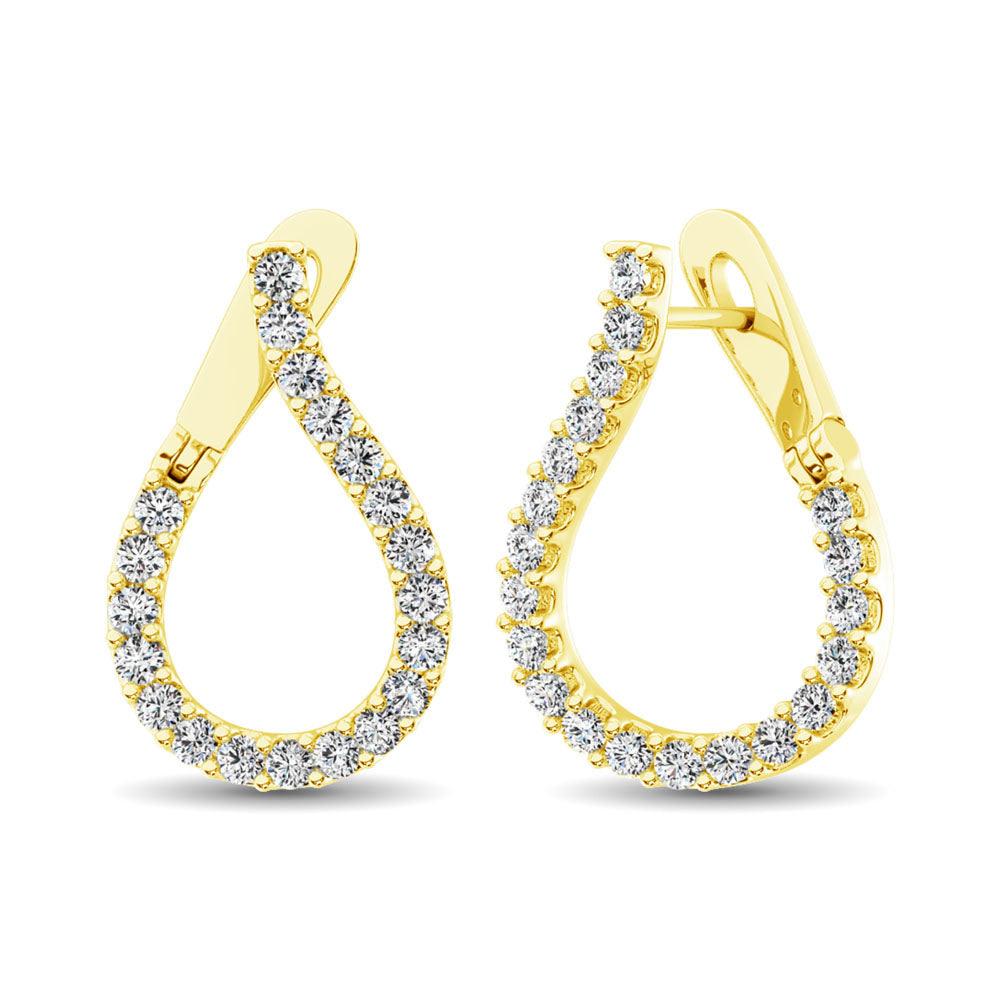 14K Yellow Gold Diamond 4 Ct.Tw. Hoop Earrings