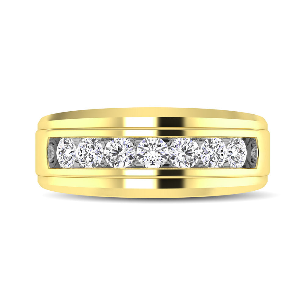 10K Yellow Gold 1/2 Ctw Round Cut Diamond Mens Wedding Band