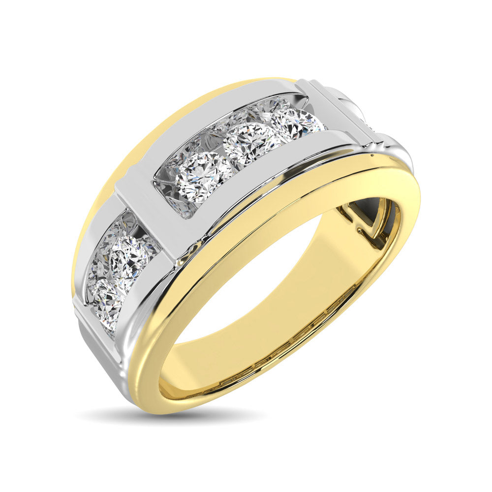 10K Two Tone Gold Diamond 1/4 Ctw 7 Stone Mens Band