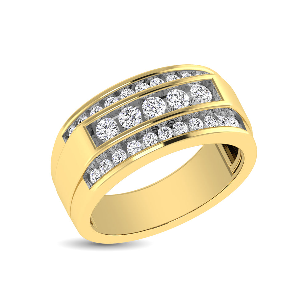 10K Yellow Gold 1/2 Ctw Round Cut Diamond Mens Wedding Band