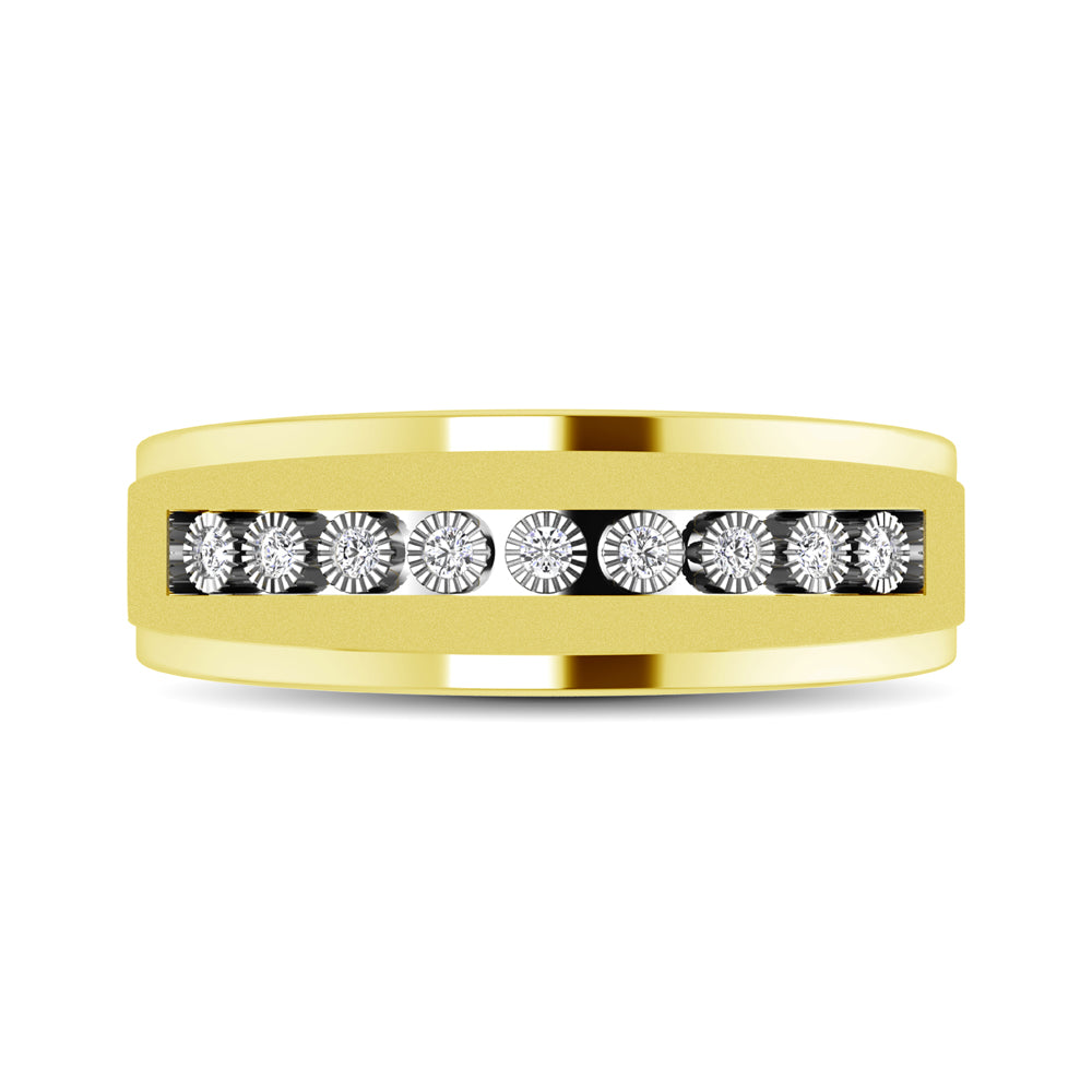 10K Yellow Gold 1/10 Ct.Tw. Diamond Illusion Mens Band