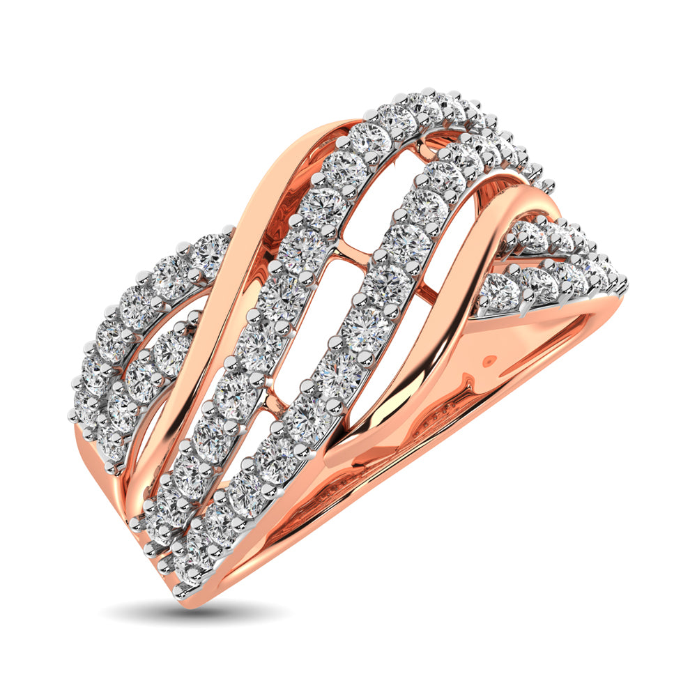 10K Rose Gold 1/6 Ct.Tw. Diamond Criss Cross Ring