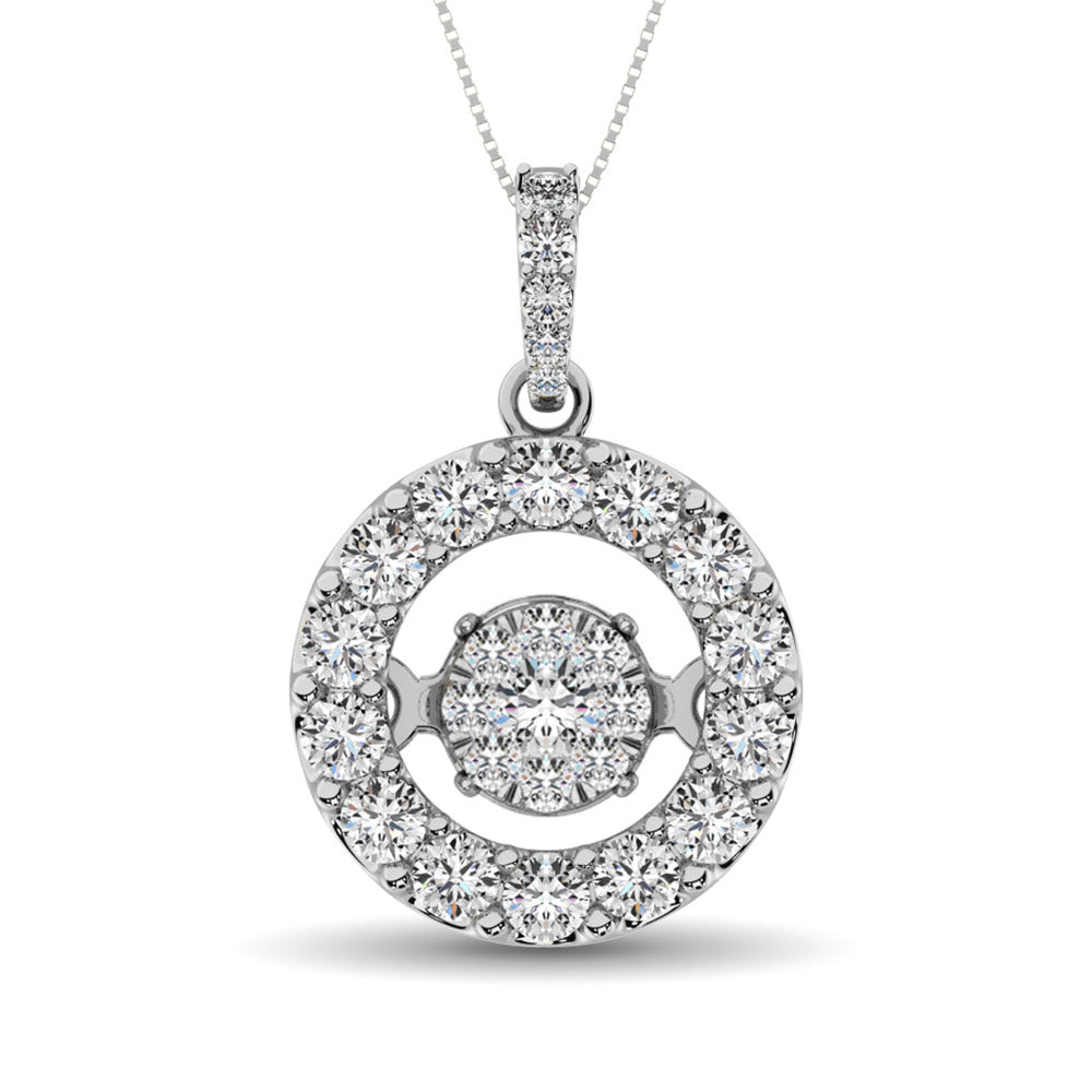 Moving Diamond 5/8 ct tw Pendant in 14K White Gold