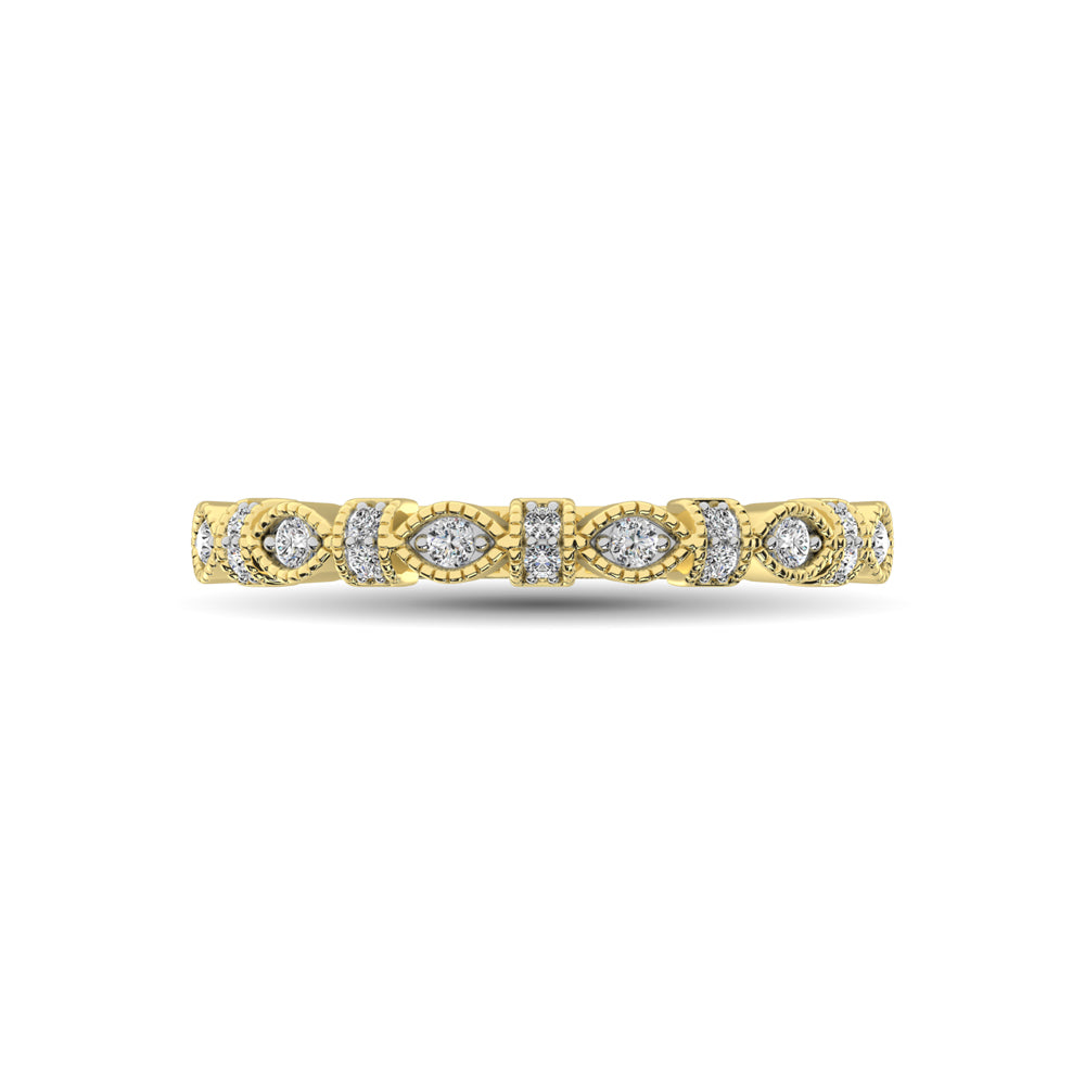 14K Yellow Gold Marquise Frame 1/6 Ctw Diamond Band - thediamondsq