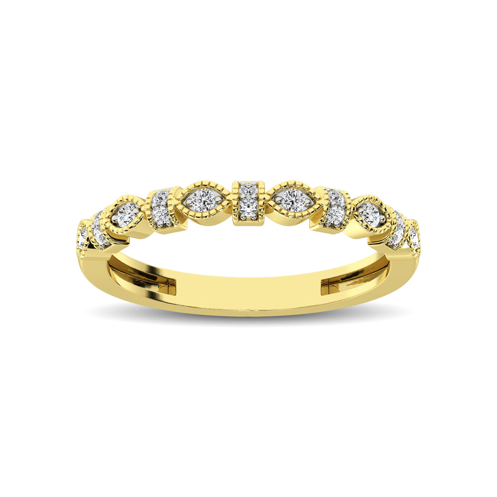 14K Yellow Gold Marquise Frame 1/6 Ctw Diamond Band - thediamondsq