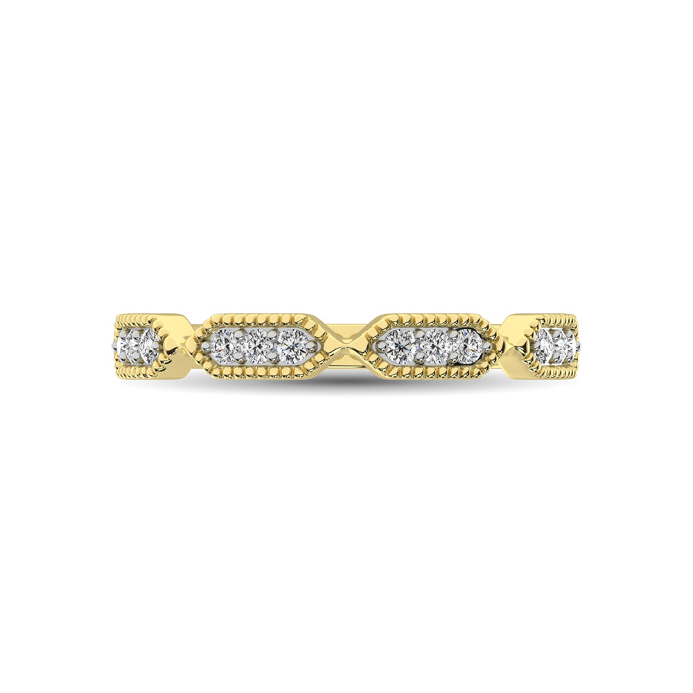 Beaded Style Band set with 1/6 Ctw Diamond in 14K Yellow Gold - thediamondsq