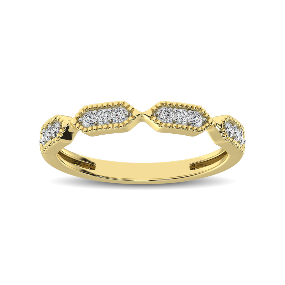 Beaded Style Band set with 1/6 Ctw Diamond in 14K Yellow Gold - thediamondsq