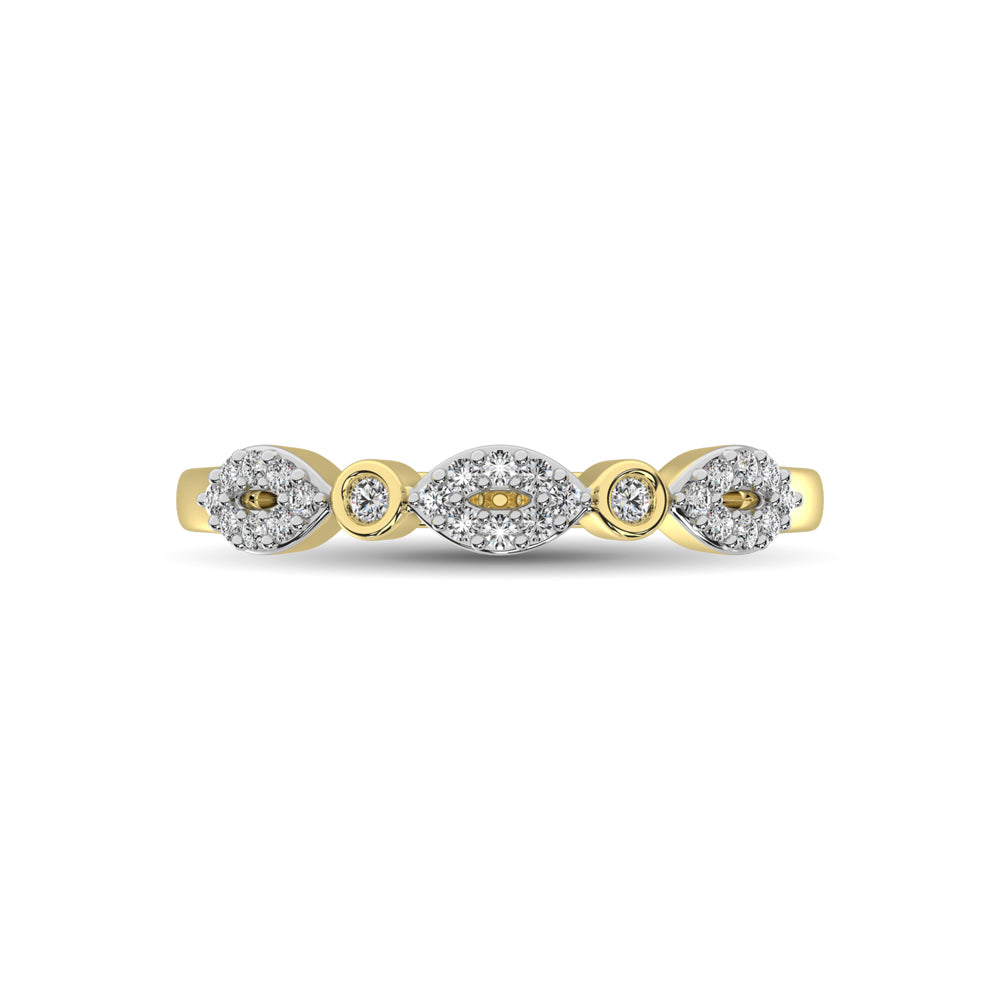 Round and Marquise Shape 1/6 Ctw Diamond Stackable Band in 10K Yellow Gold - thediamondsq