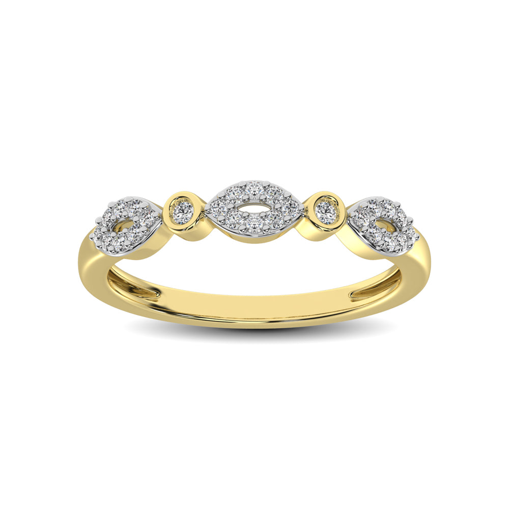 Round and Marquise Shape 1/6 Ctw Diamond Stackable Band in 10K Yellow Gold - thediamondsq