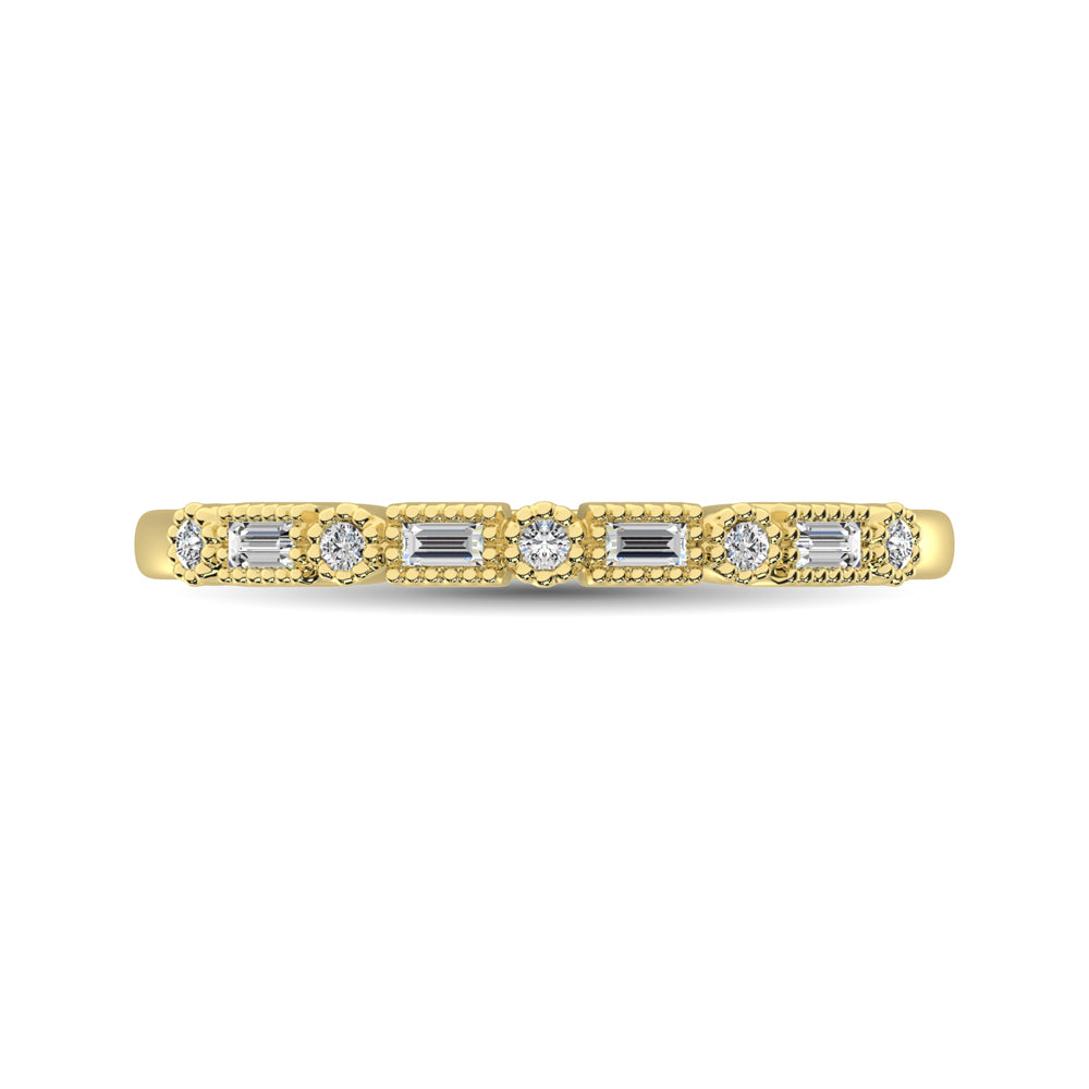 14K Yellow Gold 1/10 Ctw Round and Tapper Diamond Band Ring - thediamondsq