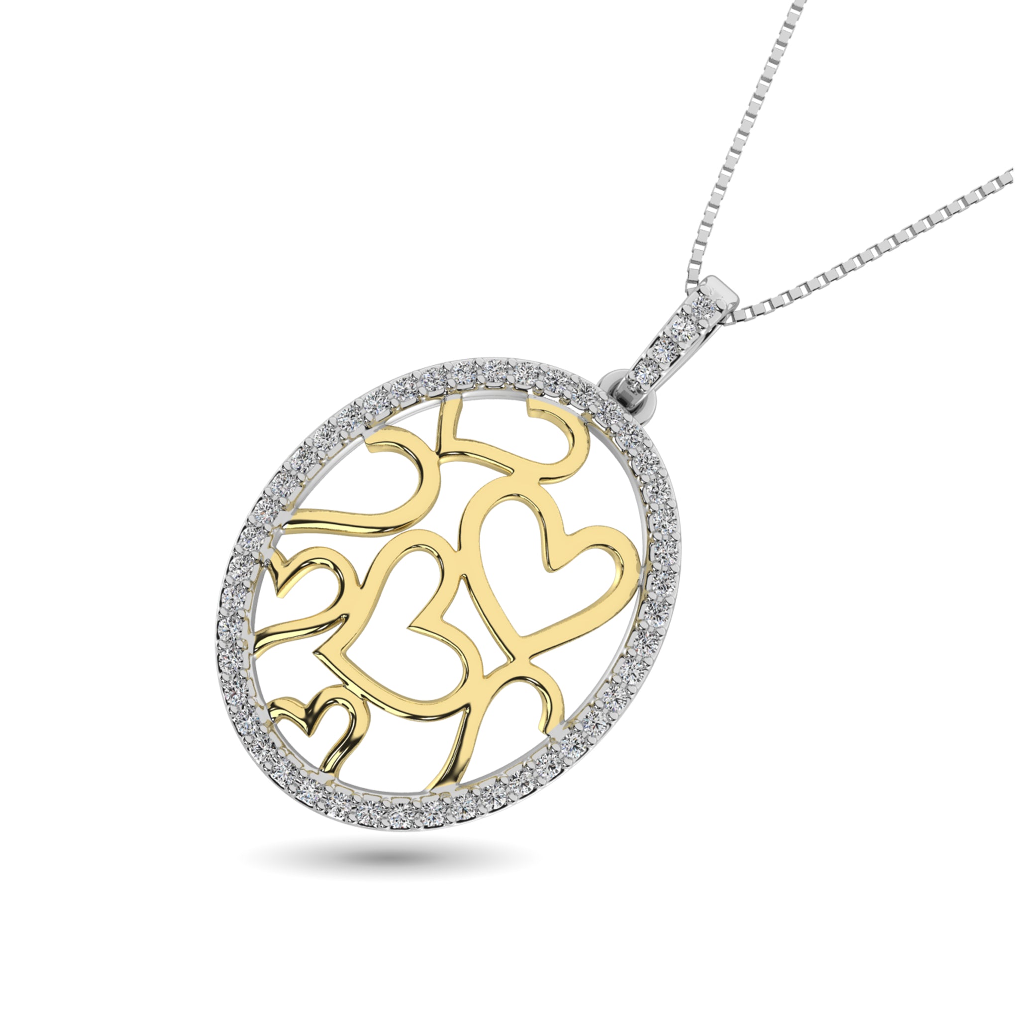 10K Yellow Gold 1/4 Ct.Tw. Diamond Heart Pendant