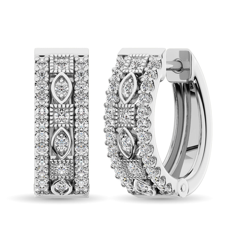 Diamond 3/8 Ct.Tw. Hoop Earrings  in 14K White Gold