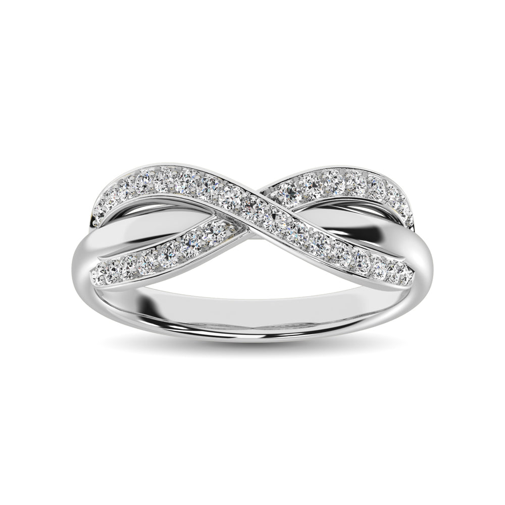 10K White Gold 1/4 Ct.Tw. Diamond Cross Over Ring