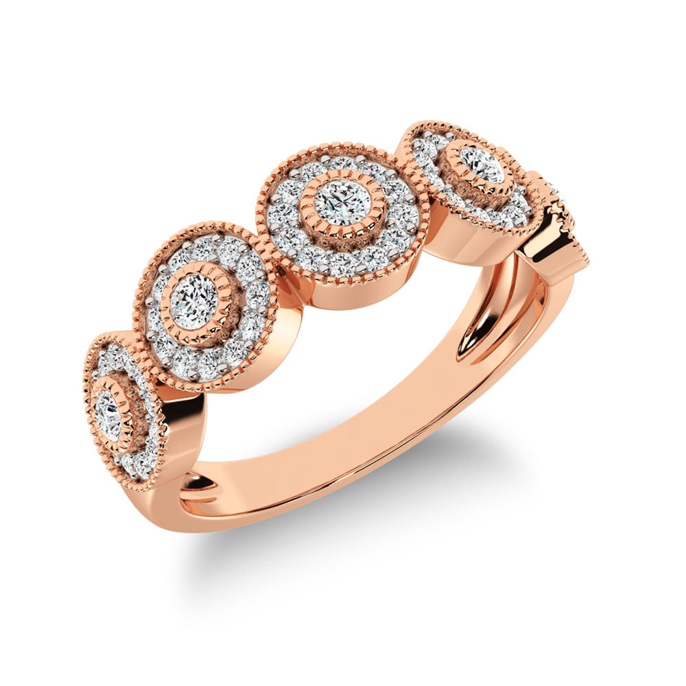 10K Rose Gold 2/5 Ct.Tw. Diamond Fashion Ring With Milgrain Detail - thediamondsq