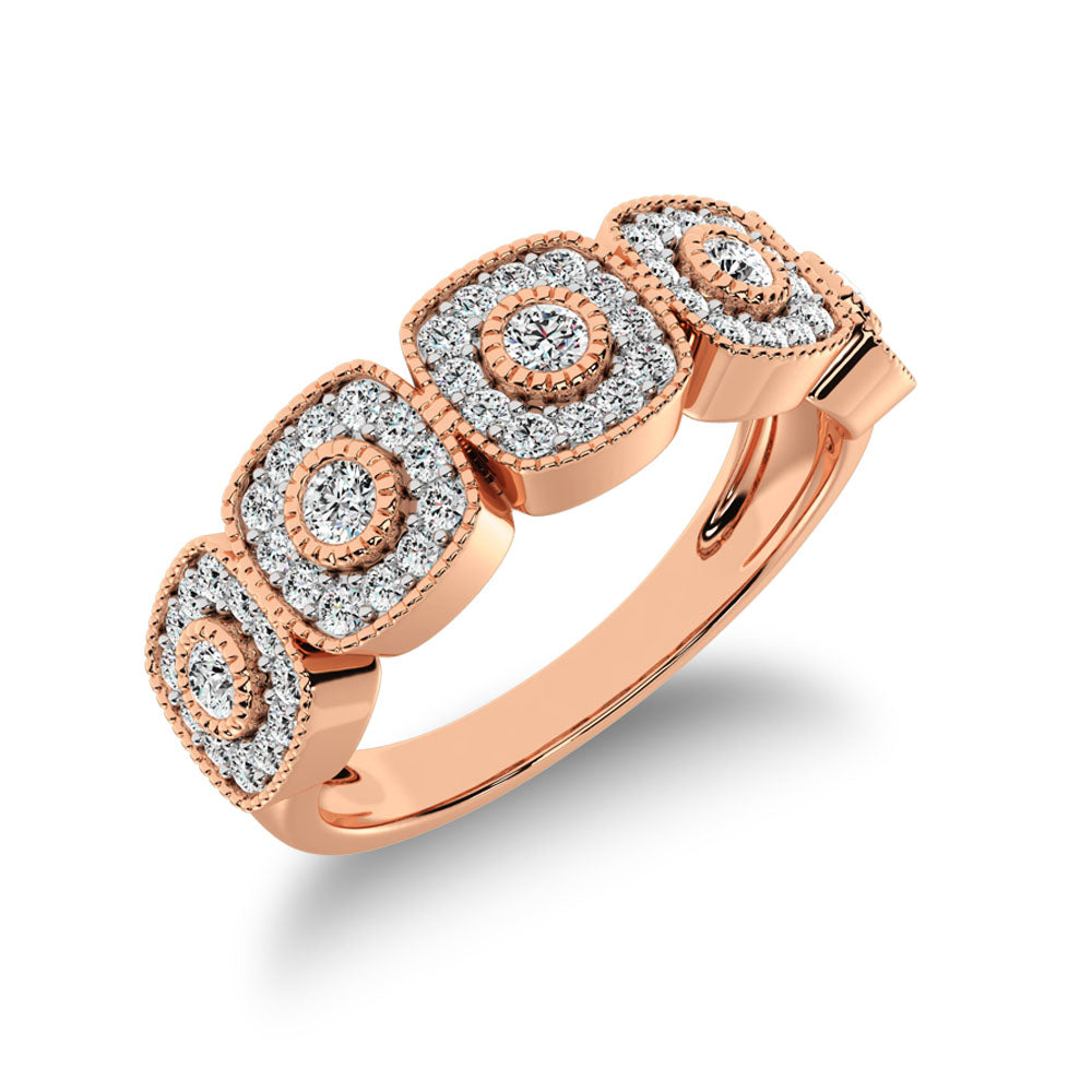 10K Rose Gold 2/5 Ct.Tw. Diamond Fashion Ring With Milgrain Detail - thediamondsq