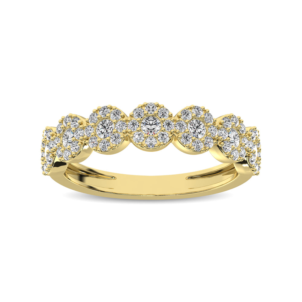 14K Yellow Gold 5/8 Ct.Tw. Diamond Round Frame Stackable Band - thediamondsq